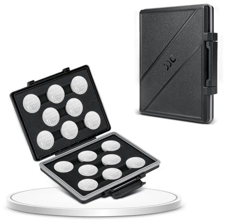 JJC CR2450 Battery Case Holder Storage,Water-Resistant Anti-Shock, Coin Cell Battery Case for 16x CR2450 / CR2430 / CR2412, CR2450 Button Round Battery Holder Case,Coin Cell Battery Not Included