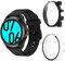 Aerku Funda Compatible con TicWatch Pro 5 Enduro/TicWatch Pro 5, 9H HD Anti-Choque Parachoques Anti-rasguños Protector Duro PC Marco Cristal Templado Protector de Pantalla Funda - Transparente&Negro