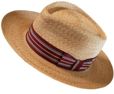Yilingjc Chapeau panama fait à la main avec ceinture tressée élégante et décorée - Chapeau de soleil pour femme - Chapeau de plage britannique - Chapeau de paille tricoté