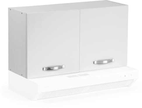 REDÒKASA Pensile per cucina componibile da 90 cm con due ante, realizzata in legno 100% MADE IN ITALY disponibile con o senza cappa (Senza Cappa, Bianco)