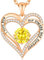 Collier Femme Coeur Collier Pendentif Pierre de Naissance pour Bijoux Cadeau Fête des NoëL Anniversaire Graduation Maman Fête des Mères (Cuivre, Or Rose 11)