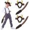 TUONYIS 4 Piezas Disfraz de Cuernos de Toro, Orejas y Cola de Toro de Vaca con Diadema de Cuernos de Buey y Cola de Toro, Aro de Pelo de Cuerno de Buey de Felpa,Disfraces de Halloween Cosplay (Marrón)