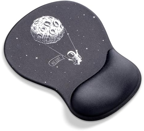 AOKSUNOVA Mauspad Ergonomisches Gel Mousepad mit Handauflage Astronaut | Ergonomisches Mauspad mit Gel-Handauflage, Dekoratives Motiv, Komfortable Handgelenkstütze, Rutschfeste Basis für Büro