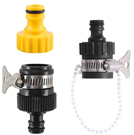 HAFRILY 2Pcs Hose Connector Mixer Tap Universal Tap Connector for Garden Kitchen Bath Laundry Hose Pipe Adjustable Stainless Steel Collar