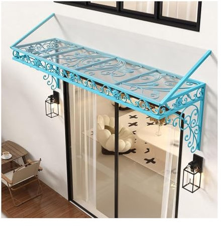 LVLDAWA Store Banne pour Porte D'entrée Auvent Extérieur Transparent Protection Contre La Pluie Neige Auvent Porte D'entrée Fer Forgé pour Fenêtre Terrasse