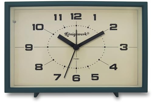 Konigswerk Vintage Analog-Wecker, 6 Zoll batteriebetriebener | Retro-Wecker ohne Ticken mit Nachtlicht, altmodische Tischuhr als Dekoration für Schlafzimmer, Nachttisch, Wohnzimmer, Zimmer