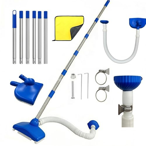 Pool Sauger Boden, Pool Staubsauger mit 350cm Schlauch, Poolsauger mit 230cm Teleskopstange, Umlaufwasserauslass Nutzender Pool Bodensauger, Pool Sauger Bürste Starker Saugleistung