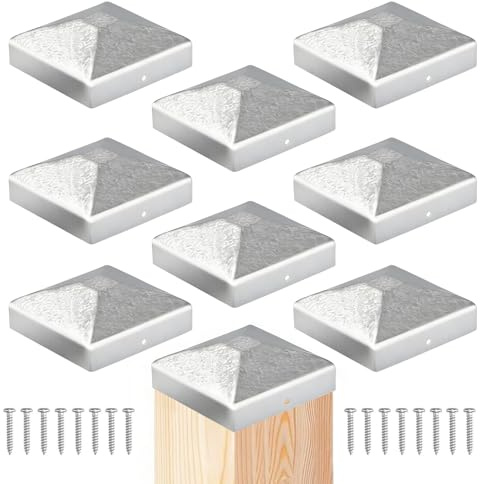 8 Stück Pfostenkappe 9x9cm Verzinkte Pfostenabdeckung aus Metall