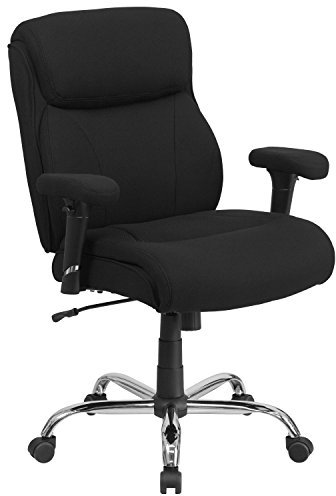 Flash Furniture Hercules Serie Big & Tall Bürostuhl, ergonomisch, mit Liniensteppung und verstellbaren Armlehnen, 180 kg, Schwarz
