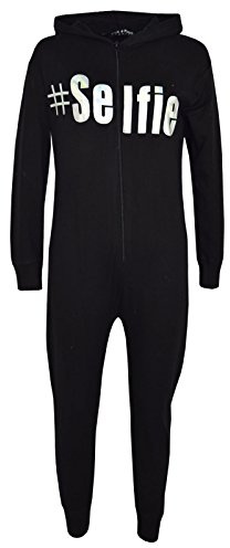 A2Z 4 Kids Girls Onesie #Selfie Hooded Soft Feel Fluffy Cozy Loungewear Comfortable - Cotton Onesie #Selfie Foil Print 7-8