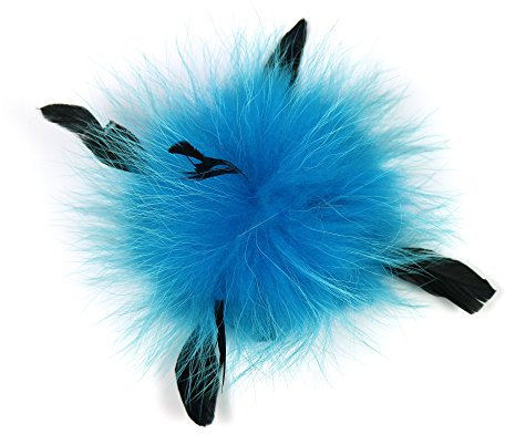 Modassori Damen-Mode Taschen-Schlüssel-Anhänger Pelz Echt-Fell Bommel Türkis-Blau Kunstlederband Ringkarabiner Artikelname My Gremlin Kollektion 2024
