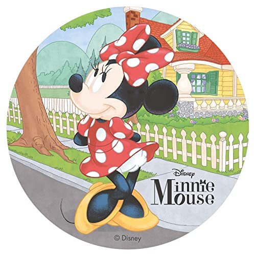 Dekora - Decoration Gateau Anniversaire Feuille Azyme de Minnie Mouse - 20 cm Diametre