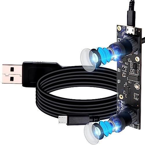 USB Camera Dual Lens 1080P 3D Stereo VR HD Camera,USB2.0 Video Webcam Module for Android,Linux,Windows,2 MP Web USB Security Camera for People Counting System,Stereoscopic Computer Vision Application