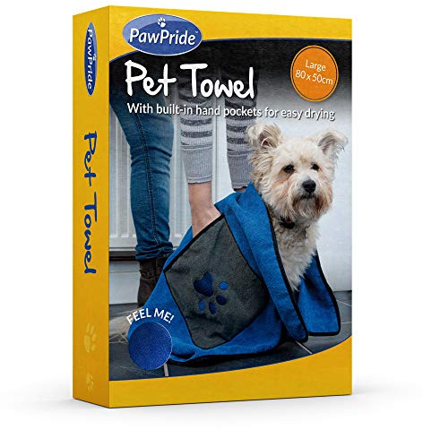 PawPride Pet Towel - Lightweight, Microfibre Cloth, Bath Time, Quick-Dry, Super Absorbent, Comfortable, Easy Clean, Machine Washable, Single-Pack Large Towel 85 x 50 cm