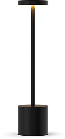 YIKUI Tischlampe Kabellos, Eingebaut 3200 mAh Batterie mit 2 Beleuchtungsmodi Dimmbar Tischlampe Akku, Aluminium LED Tischleuchte, für Restaurant, Terrasse, Indoor & Outdoor (schwarz)