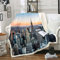 New York Sherpa-Decke, New York City, Manhattan Skyline, Stadtbild, Fleece, zeitgenössisch, künstlerisch, Sonnenuntergang, Landschaft, flauschige Decke für Sofa, Bett, Doppelbett, 152 x 200 cm