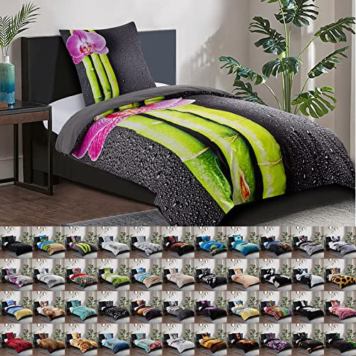 Sanilo® Bettwäsche 135x200 cm, 100% feinste Baumwolle, 2-teilig, Bettbezug, Kissenbezug 80x80cm, Oeko-TEX Zertifiziert (Asia, 2-teilig 135x200 cm)