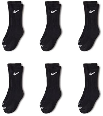 NIKE 9 Paar Everyday Lightweight Crew SX7676 Tennis Socke weiß schwarz grau, Farbe:Schwarz, Größe:38-42
