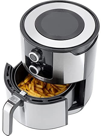 JUST PERFECTO Friteuse Sans Huile 4L | 1400 W | Acier inoxydable | Avec fonction minuterie | Passe au lave-vaisselle | Airfryer, friteuse à air enroué, friteuse