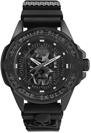 Philipp Plein The $Kull Herren Armbanduhr Analog Quarz Kohlefaser, Schwarz/Schwarz - Pwaaa2022, Armband