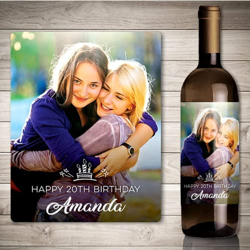 krui 20PCS Etichette Personalizzate per Bottiglie di Vino Logo Personalizzato Adesivi per imballaggio Impermeabili Fai da Te Festa di Compleanno Fidanzamento Decorazioni per Matrimoni Nome