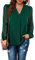 Beluring Tops for Women Casual V Neck Blouse Smock Long Sleeve T Shirts Swing Floaty Tunic Tops Dark Green Size 22 24