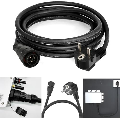 Jadeshay Solar Balkonkraftwerk Kabel, 3x1.5mm² Solar Anschlusskabel 10m AC Kabel für WVC-600/700/1200 1400/1600W Wechselrichter