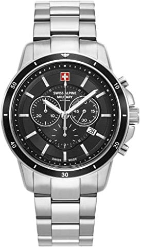 swiss alpine military Herren Uhr Chronograph Analog Quarz 7089.9137SAM Edelstahl