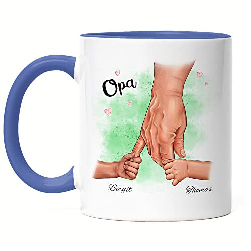 Kiddle-Design Opa Tasse Blau Geburtstag Personalisiert für Opa Enkel Enkelin Baby Geschenk Kinder Opa Geschenk Vatertag