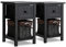 LIFEZEAL Nachtschrank 2er Set, Nachtkommde mit Schublade & abnehmbarem Korb, Sofatisch Nachtschrank in Idyllische Stil, 28x31x45cm (Schwarz*2)