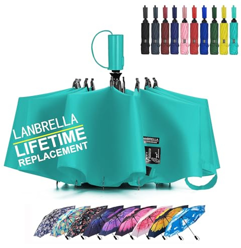 LANBRELLA Regenschirm C2.11 C2.11 Kompakter umgekehrter faltbarer Regenschirm, automatisches Öffnen und Schließen, Blaugrün