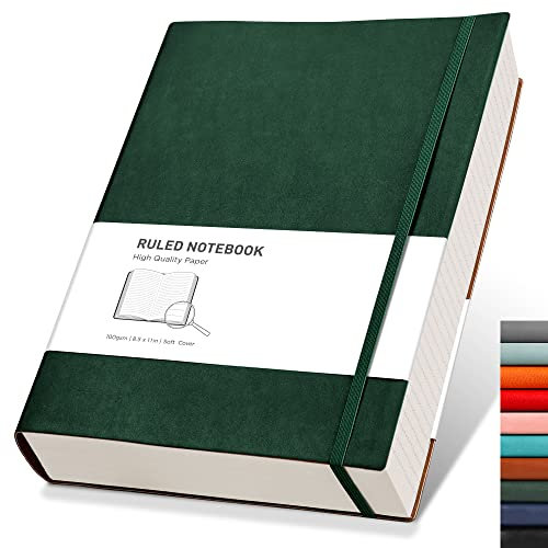 RETTACY Notizbuch A4 liniert - Dickes Tagebuch mit 320 nummerierten Seiten, 1 Rücktasche und hochwertigem Softcover für Frauen und Männer im Büro oder in der Schule, 21,5 x 27,9cm