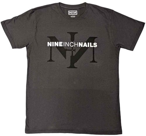 Nine Inch Nails T Shirt Icon and Band Logo Nue offiziell Unisex Charcoal Grau S