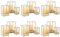 NUPTIO Glas Windlicht Kerzenständer Gold: Set von 18 Metall Stumpenkerzen Kerzenhalter Gehärtetes Glas Laternen Outdoor für Hochzeit tischdeko Weihnachten Halloween Wohnzimmer Tischplatte