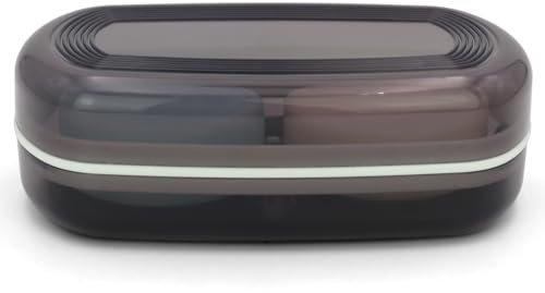 AIMAIAIMAI Shampoo Bar Holder Travel Case for Two Bars – Compatible with Kitsch Solid Shampoo & Conditioner Bars, Large Soap Container for Bathroom or Travel (1 Pack, Black Style A-Large)