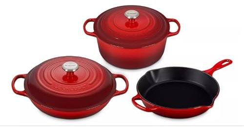 Le Creuset 5 Piece Signature Cast Iron Cookware Set, Cerise