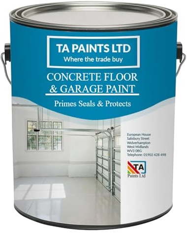 T A Paints Ltd Floor & Garage Paint 3 in 1 Prime Seal Protect Hard Wearing Industrial Factory Floors Multi Purpose Metal Wood Concrete Brick (1L BS 106)