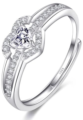 Damenringe aus 925 Sterlingsilber, Liebesknoten-Ringe, offen, regulierbar, mit Feder, Schmuck, Geschenke, ineinander verschlungen, mit kubischen Zirkonias, Kein Edelstein