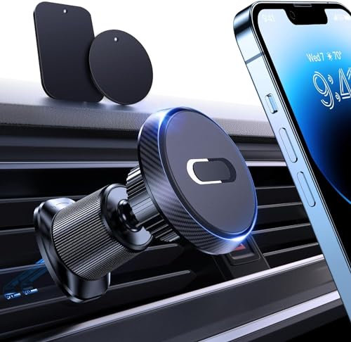 Miracase Magnetic Mobile Phone Holder for Car Vent, No Blocking Vent Hands Free Universal Car Phone Holder, Cell Phone Automobile Mount Compatible with iPhone, Samsung and All Phones