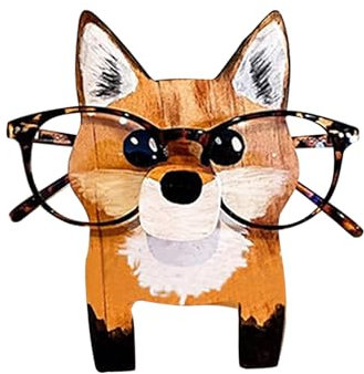 AINIUNIU Fuchs Holz Brillenhalter, Holzpuzzle Brillenständer Tier Brillenhalter Sonnenbrille Display Rack, Aus Holz Gläser Aufbewahrung Geschenk für Kinder Schreibtisch Dekor, 15 x 10 cm