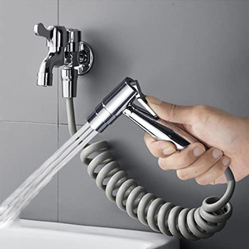 Bidet for WC-Sprayer WC-Bidet-Sprayer Messing-Bidet-Sprayer-Set Dual Mode 3m Schlauch Bidet-Sprayer-Kit WC-Sprayer G1 / 2 Dual-Wasserhahn for Badezimmer,Silber C (Color : Silver C)