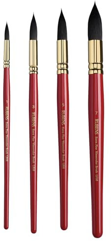 Paul Rubens Lot de 4 pinceaux aquarelle en nylon synthétique pour artistes, adultes et amateurs - Pinceau rond pointu pour aquarelle, gouache, gouache, #1#3#5#7