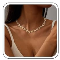 Inateannal Gänseblümchen Halskette Weiße Blume Halskette Gänseblümchen Halskette Kette Vintage Sonnenblume Blume Halskette Kleine Blume Schlüsselbein Halskette Schmuck Für Frauen Und Mädchen