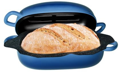 Dutch Oven zum Brotbacken – 2,5 QT Brotformen für hausgemachtes Brot mit perforiertem Antihaft-Silikoneinsatz, Gusseisen-Brotpfanne Dutch Oven Kastenform mit Deckel und Schlaufengriffen für