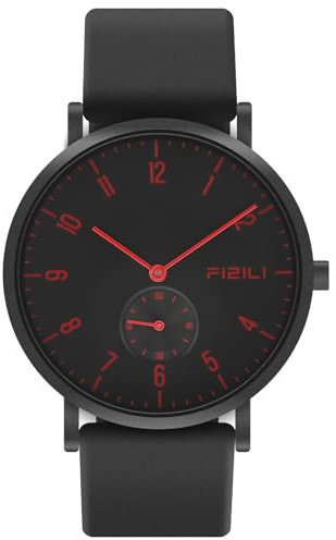 Dayllon Herrenuhren Minimalistisch Ultra Dünn Wasserdicht Mode Dressy Armbanduhr für Männer Business Casual Luxus Quarz Analog Uhr(Schwarz Rot)