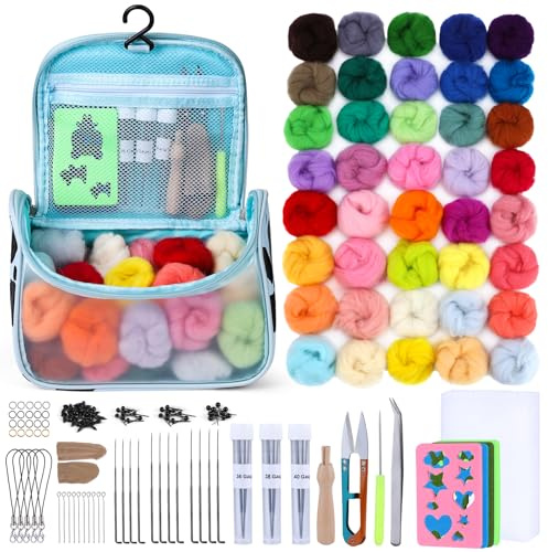 148 Pcs Needle Felting Kit, 40 Colors Felting Kits for Beginners Adults | With Felting Needles Storage Box, Felting Supplies Suitable for Family Interaction, School Classes and Gift Exchange