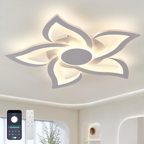 GWYAJTU Flor Lampara Techo Con Mando A Distancia APP, LED Regulable 3000K-6000K Plafones De Techo, 36W Moderna Luces Techo Con Temporizador Para Dormitorio Cocina Sala De Estar Oficina