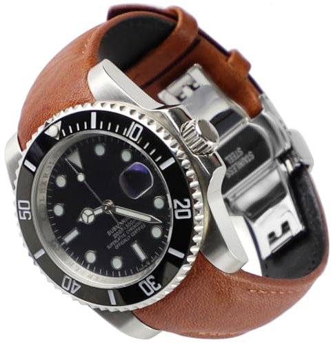 Sight Focus Uhrenarmband für Rolex Submariner 40 mm, Daytona 40 m, GMT-Master 40 mm, Yacht-Master 40 mm, Explorer I, pflanzlich gegerbtes, gefrästes Leder, 20 mm, Ersatz-Rolex-Armband für Herren