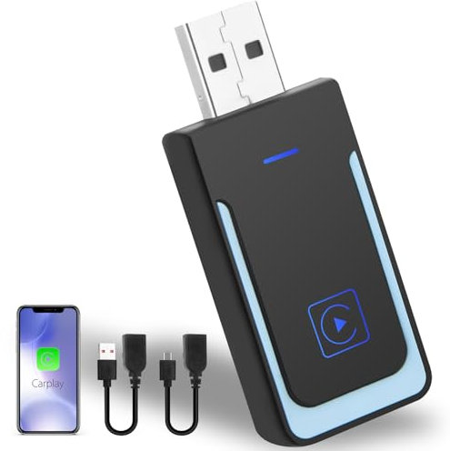 Adaptador inalámbrico Carplay y Android Auto 2 en 1 - Convierte cableado a inalámbrico Plug&Play - Apto para Coche con Carplay/AA con Cable con iOS 12+ o Android 11+