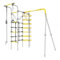 JEFLEX GardenMaxx G1 – grau-gelbe Kletterinsel & Spielturm– Outdoor-Klettergerüst für Kinder aus Stahl – Kletterwand mit Netz, Ringen & Klimmzugstange – Turngerät für Garten – Spielwand